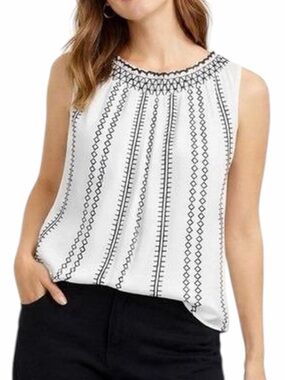 NEW White House Black Market Sleeveless Contrast Stitch Mock Neck Top Size 6